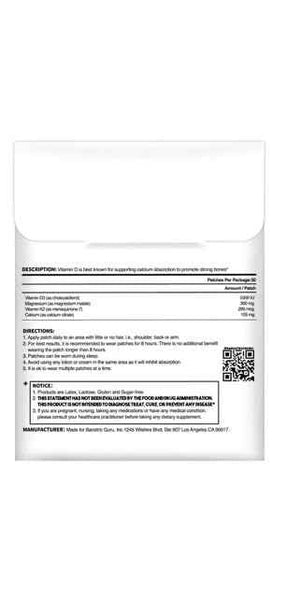 Bariatric Guru VitaBoost Supplement Patch — Vitamin D3, K2, Magnesium & Calcium Citrate Transdermal Topical Patch for Bone, Muscle & Immune Support — 30 Patches Bariatric GuruBuy Supplements Australia