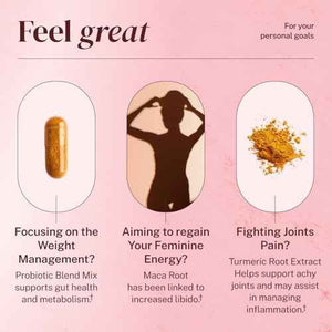 Menopause Daily Support (90 Capsules) + Lulutox Peach Herbal Tea 3-Pack (84 Servings) - Women’s Wellness Bundle for Daily Routine