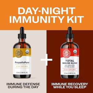 Vimergy Day-Night Immunity Kit* - 2-Part Liquid Supplement Kit with PropolisPure & Total Immune Blend* - Fast-Absorbing, 2 x 115ml - 2 x 57 Servings - Support Immune and Respiratory Defense Systems