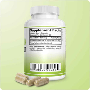 Muira Puama Extract Capsules 550mg, Muira Puama Bark 4:1 Extract, Herbal Formula for Men and Women, Non-GMO, GMP Certified, Made in USA, 60 Capsules
