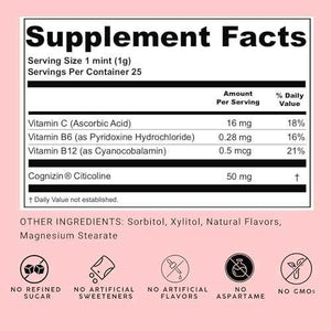 NOOZ Focus Mints Refill Bag - Caffeine-Free Brain Booster for Mental Clarity-Tangerine & Lemon Flavor - Sugar-Free, Travel-Friendly Supplement with Vitamin C, B6, B12 - Non-GMO, Clean Label, 150 Mints