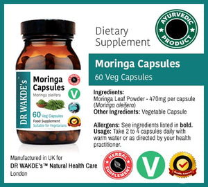 DR WAKDE'S Moringa Capsules (Moringa oleifera, 60 Veg Caps, Plant-Based Supplement, Ayurvedic Herb, All Natural, Vegan) DR WAKDE's buy supplements Au