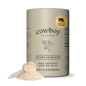 Cowboy - The Exclusive 1st Milking, Whole, Grass Fed Colostrum Supplement for Full Body Health - Bovine Colostrum Powder Packed w/Bioactive Nutrients - Sugar Free (Unflavored, 40 Servings)