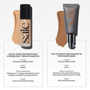 Saie Glowy Super Skin Tint Liquid Foundation - Weightless + Dewy Foundation with Lightweight Medium Coverage - Hydrating Face Makeup + Skin Care Serum Hybrid with Hyaluronic Acid - Shade 11 (1.01 oz) SaieBuy Supplements Australia