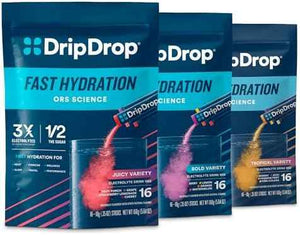 DripDrop Hydration Variety Pack Bundle Electrolyte Packets, 48 Count - Piña Colada, Mango, Açaí, Passion Fruit, Watermelon, Berry, Lemon, Orange, Fruit Punch, Grape, Strawberry Lemonade, Cherry