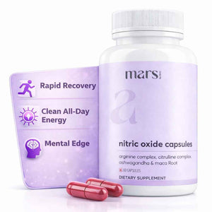 mars by GHC Growth Max Combo - Nitric Oxide Capsules + SurgeMax Capsules - Performance & Vitality Support - 120 Capsules - Pack of 1