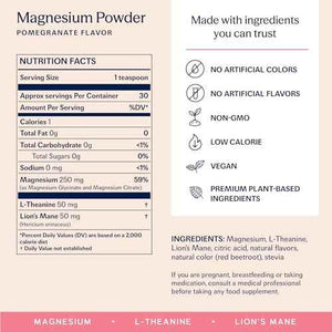 TRIP Magnesium Glycinate Powder with L-Theanine & Lion’s Mane, Sugar Free Magnesium Supplement for Adults, 250mg Magnesium per Drink Mix Serving, Pomegranate Orange Blossom, 1 Bag - 30 Servings
