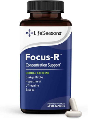 LifeSeasons Focus-R Concentration Support - Memory, Focus & Mental Clarity Supplement with Bacopa, Rhodiola, L-Tyrosine & B Vitamins - Cognitive Performance & Brain Energy - 60 Veg Capsules