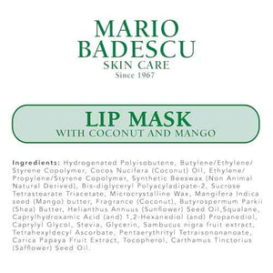 Mario Badescu Lip Mask with Coconut and Mango for All Skin Types, Overnight Lip Treatment Enriched With Skin Softening Coconut Oil, Sunflower Seed Oil and Hydrating Shea Butter, 0.5 Ounces