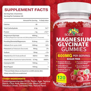 120 Count Magnesium Glycinate Gummies with L-Threonate(600mg Per Serving),High Absorption Sugar Free Magnesium Potassium Supplement for Relaxation, Stress Relief, and Sleep Support for Adults & Kids WOJBALMNBuy Supplements Australia