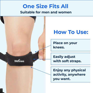 Wellnee Knee Support Bundle - Adjustable Patella Knee Strap + Herbal Knee Patches for Everyday Comfort, Activity & Recovery (1 Strap + 10 Patches)