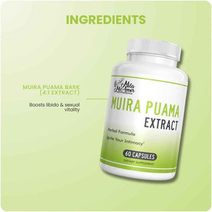 Muira Puama Extract Capsules 550mg, Muira Puama Bark 4:1 Extract, Herbal Formula for Men and Women, Non-GMO, GMP Certified, Made in USA, 60 Capsules