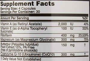 Migraine Relief, Quad-Formula with PA-Free Butterbur (150mg), CoQ10 (300mg), Magnesium Glycinate (300mg), High-Dose Riboflavin (400mg) - MigrA Zero (120 Caps) Optimal Dosing for Migraine Sufferers Iconis BioceuticalsBuy Supplements Australia