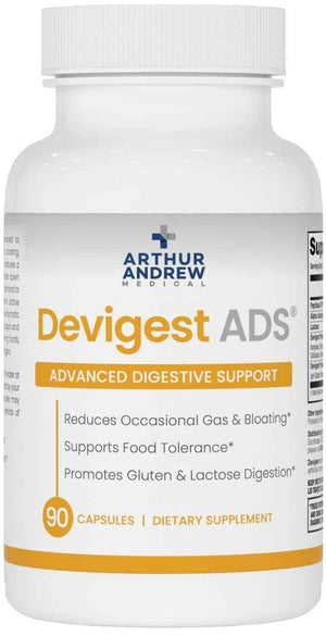 Arthur Andrew Medical - Devigest ADS, Advanced Digestive Support, Relief for Lactose Intolerance and Casein Sensitivities, Vegan, Non-GMO, 180 Capsules - Advanced Digestive Support, Relief For Lactose, Gluten, & Dairy Intolerance, & Casein Sensitivities