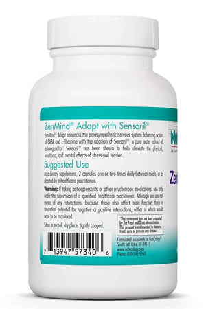 NutriCology ZenMind Adapt - 200 mg L-Theanine, 125 mg Ashwagandha & 550 mg GABA - Supports Stress Response and Calmness - Vegetarian Capsules - Hypoallergenic Formula - 30 Servings - 60 Capsules