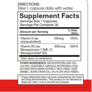 Silver Fern Vitamin K2-D3 Supplement Brand - Natural, Non-Synthetic - K2-7 as Menaquinone-7 (MK-7) - D3 as cholecalciferol Silver Fern