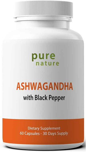 PureNature Ashwagandha with Black Pepper Extract 60 Veggie Capsules