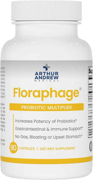 Arthur Andrew Medical Floraphage, Bacteriophage Prebiotic, 90 Capsules - Advanced Bacteriophage Prebiotic. Probiotic Multiplier, & Microbiome Enhancement. Digestive, Immune, & Urinary Tract Support