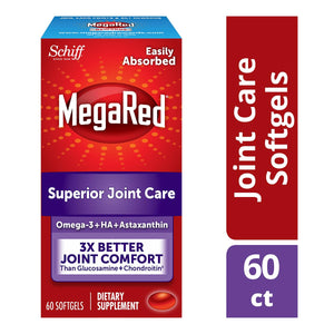 Omega-3 Krill Oil and Joint Supplement - Megared Joint Care 60 softgels - EPA/DHA fatty acids, Antioxidants, Hyaluronic acid, No fishy burp aftertaste as with Fish Oil MegaRedBuy Supplements Australia
