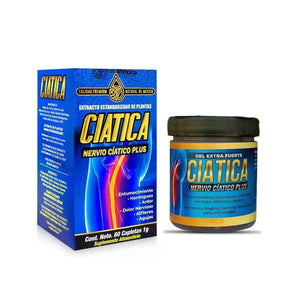 Set con Suplemento Ciatico Tratamiento Nervio Plus 60 Capsulas + Gel Extra Fuerte Ciatica 250 grs. Natural de Mexico/Entumecimiento, Hormigueo, Ardor, Dolor Nervioso, Alfileres o Agujas. (2)