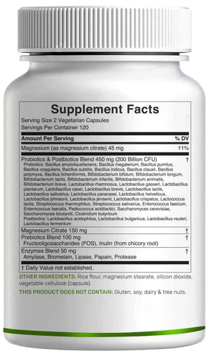 DEAL SUPPLEMENT Probiotics for Women & Men, 200 Billion CFU Per Serving, 240 Vegetarian Capsules, 4 Month Supply | 40 Strains with Prebiotics, Enzymes & Magnesium Citrate | Non-GMO, Gluten Free