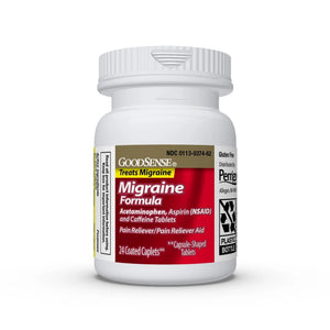 GoodSense Migraine Formula Caplets - Acetaminophen, Aspirin (NSAID) & Caffeine - Migraine Pain Relief, 24 Count