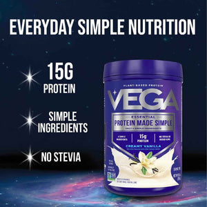 Vega Protein Made Simple - 15g Plant-Based Pea Protein, Chocolate, 10 Servings, Stevia Free, No Artificial Sweeteners or Gums, Non-GMO, Gluten Free, Dairy Free, 9.6oz (Packaging May Vary)