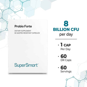 Supersmart - Probio Forte 8 Billion CFU per Capsule (Advanced Formula) - Daily Probiotics Supplement for Women & Men | Non-GMO & Gluten-Free - 60 DR Caps SupersmartBuy Supplements Australia