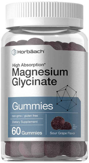 Horbäach Magnesium Glycinate Gummies | 60 Count | Sour Grape Flavor | High Absorption | Vegan, Non-GMO, Gluten Free HorbäachBuy Supplements Australia