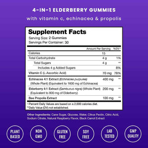 NutraChamps Elderberry Gummies with Vitamin C, Propolis & Echinacea - Immune System Support Gummy Vitamins for Adults & Kids - Max Strength 200mg Sambucus Antioxidant