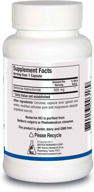 BIOTICS RESEARCH Berberine HCl, Botanical Berberine Supplement 500mg Per Serving - Supports Heart Health, Immune System, Healthy GI, Healthy Cholesterol, Gluten Free - 90 Capsules