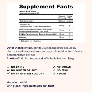 EZ Melts Hair Health Complete - Hair Supplement to Support Strength & Growth - Includes AnaGain Nu, Biotin, Apigenin, Bambo Silica & More - 60 Sublingual Tablets (30 Servings) EZ Melts buy supplements Au