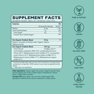Ora Organic Prebiotic and Probiotic Powder Supplement - 20 Billion Probiotics, 7 Strains for Best Prebiotic Powder, Non-GMO, Probiotics for Women, Men & Kids - Lavender Lemonade Flavor, 30 Servings Ora Organic buy supplements Au