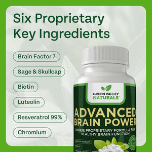 GREEN VALLEY NATURALS - Advanced Brain Power - Supports Healthy, Normal Brain Function, Focus and Concentration, clinically formulated to Support Healthy Brain Clarity. (1 Bottle, 60, Count) GREEN VALLEY NATURALS buy supplements Au