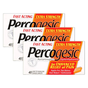 Percogesic Extra Strength Pain Relief - Aspirin Free Dual Action Relief - 40 Coated Caplets (3 Pack)