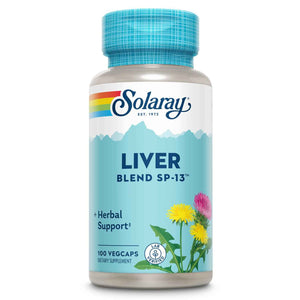 SOLARAY Liver Blend SP-13 - Traditional Herbal Support with Milk Thistle Extract, Dandelion Root, Burdock, Kelp, Peppermint and Trace Minerals - 60-Day Guarantee, 100 Servings, 100 VegCaps