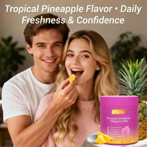 Le Tian Xian Her Juicy Feminine Probiotics Gummies for Women with Slippery Elm, Prebiotics & Lactobacillus - for pH Balance & Digestive Health, Tropical Pineapple Flavor, 60 Count Le Tian Xian buy supplements Au