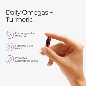 Livingood Daily Omega 3 6 9 Plus Turmeric Curcumin Supplement, 60 Softgels - Fish Oil Omega 3 Supplements (EPA & DHA) for Men and Women - Brain, Joint, and Metabolism - Made in USA
