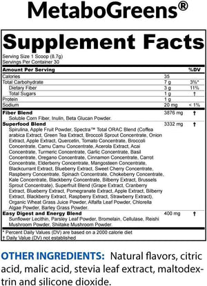 BioTrust Metabo Greens Superfood Powder - Super Greens Powder, Fruit & Veggie Blend with Clinically Studied Spectra - Non GMO, Soy Free, Gluten Free, Dairy Free, Energizing Berry Flavor (30 Servings)