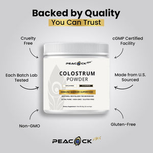 Peacock Max Colostrum Powder – 60g (30 Servings), Unflavored Bovine Colostrum Supplement, Superfood for Hair, Skin & Gut Health, Gluten-Free, Non-GMO Peacock MaxBuy Supplements Australia