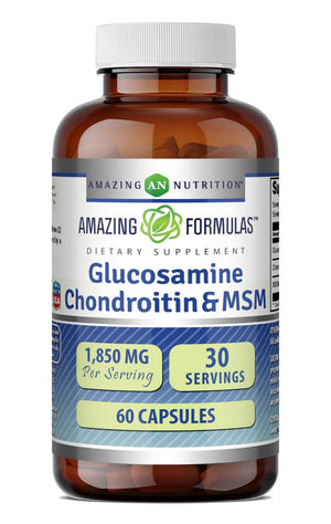 Amazing Formulas Glucosamine Chondroitin & MSM Supplement - 1850 Mg per Serving - 240 Capsules - Non-GMO - Gluten-Free - Made in USA