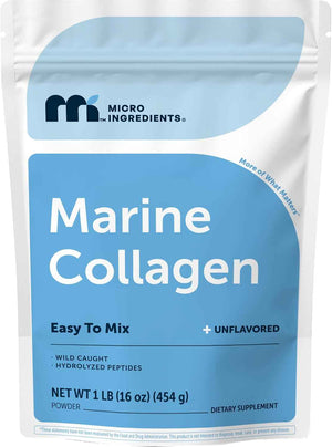 Micro Ingredients Marine Collagen Protein Powder, 1 Pound - Wild Caught Fish Source - Hydrolyzed Peptides - Unflavored, Keto, & Paleo Friendly - Easy to Mix, Non-GMO