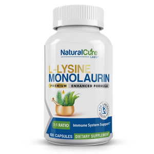Natural Cure Labs L-Lysine with Monolaurin 600mg 1:1 Ratio, 100 Capsules Natural Cure Labs buy supplements Au