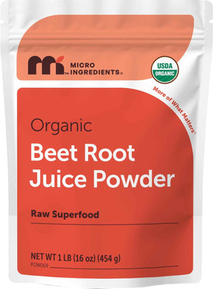 Micro Ingredients Organic Beet Root Juice Powder, 1 Pound - Water Soluble, Raw Beet Supplement - Powder Drink Mix for Smoothies & Recipes - Non-GMO, Vegan Friendly, Plant Based
