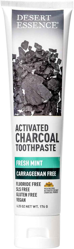 Desert Essence Activated Charcoal Toothpaste, Fluoride Free, 6.25 oz