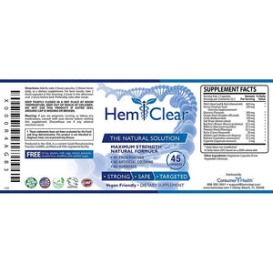 HemClear for Hemorrhoids - Vegan, 100% Natural Formula for Hemorrhoid Relief & Vascular Health - Maximum Strength 1 Bottle