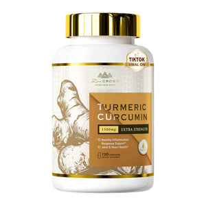 DR. Crown Turmeric Curcumin Supplement 1,500mg, 95% Standardized Curcuminoid with Ginger, MCT Oil, & Black Pepper for Better Absorption, for Antioxidant & Joint Support, 120 Capsules