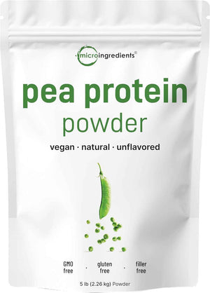 Micro Ingredients North American Grown, Pea Protein Powder, 5 Pounds - Plant Based, Unflavored - Complete Vegan Protein Source with BCAAs & EAAs - 27g Serving - Non-GMO, Keto Friendly