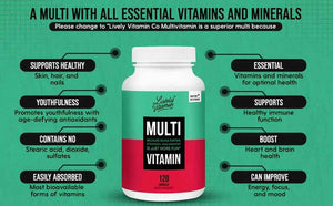 LIVELY VITAMIN CO. Multivitamin - 37 Vitamins Minerals and Extracts - Energy - Memory - Immune Function - Heart- Brain - Focus - Mood - Antioxidants - Dairy Gluten Soy Free - 60 Vegetarian Capsules LIVELY VITAMIN CO