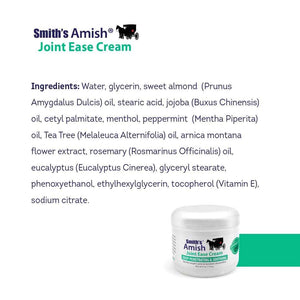 Smith’s Amish Joint Ease Cream 4 oz jar. Soothing and Cooling, with Botanicals of Arnica, Peppermint, Tea Tree, Rosemary and Eucalyptus Smith AmishBuy Supplements Australia